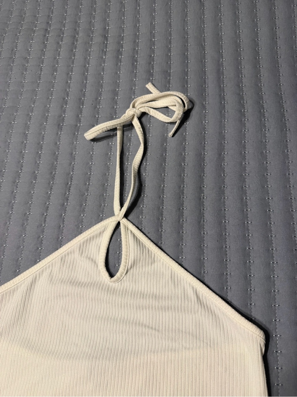 Cream Ribbed Tank Top small - Picture 3 of 4